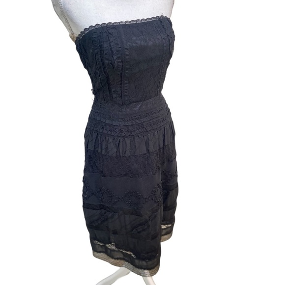 Robin Jordan black lace strapless dress with lined full skirt back zip size 2 - Picture 2 of 12
